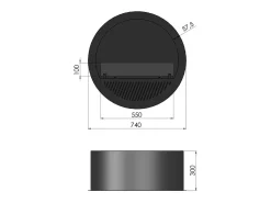Lareira* Lareira embutida a bioetanol Incyclone Inside - Biolareira de parede com design redondo d.70cm Preto