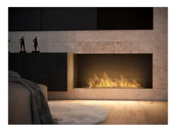 Lareira| Lareira embutida a bioetanol Design C1000 V.1 com vidro aberto em 3 lados e queimador de 2 litros Preto