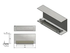 Lareira| Lareira embutida a bioetanol Design C1000 V.1 com vidro aberto em 3 lados e queimador de 2 litros Preto