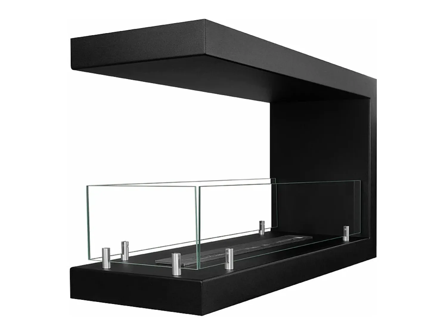 New Lareira embutida a bioetanol Biolareira tripla 3 lados 90x50 MARATEA 90 Preto