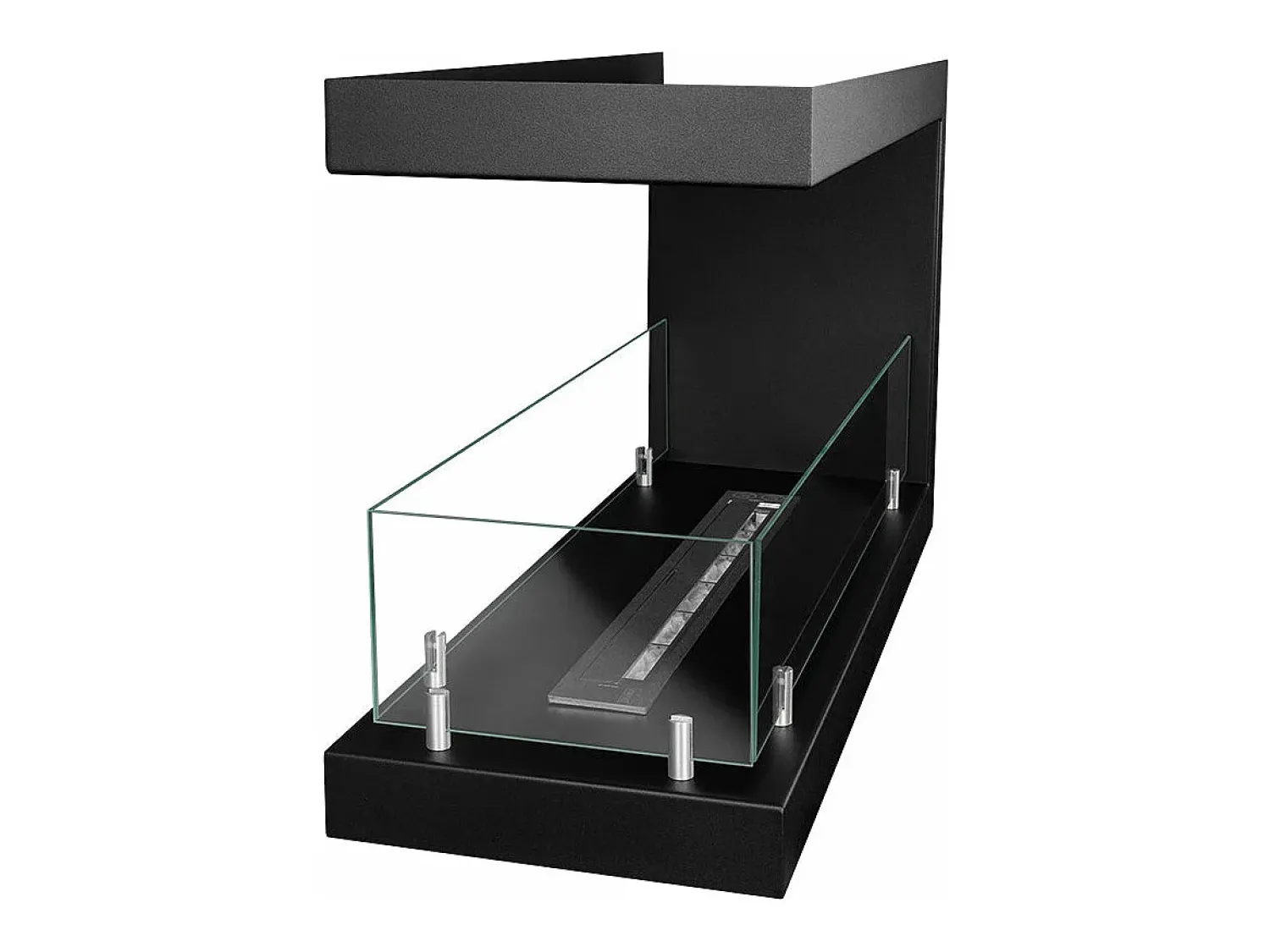 New Lareira embutida a bioetanol Biolareira tripla 3 lados 90x50 MARATEA 90 Preto