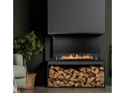 Discount Lareira embutida a bioetanol Biolareira tripla com 3 lados abertos 90x45 TREVI 90 Preto
