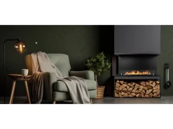 Discount Lareira embutida a bioetanol Biolareira tripla com 3 lados abertos 90x45 TREVI 90 Preto