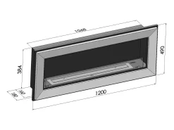 Lareira| Lareira embutida a bioetanol Frame 1200 SimpleFire com vidro Preto