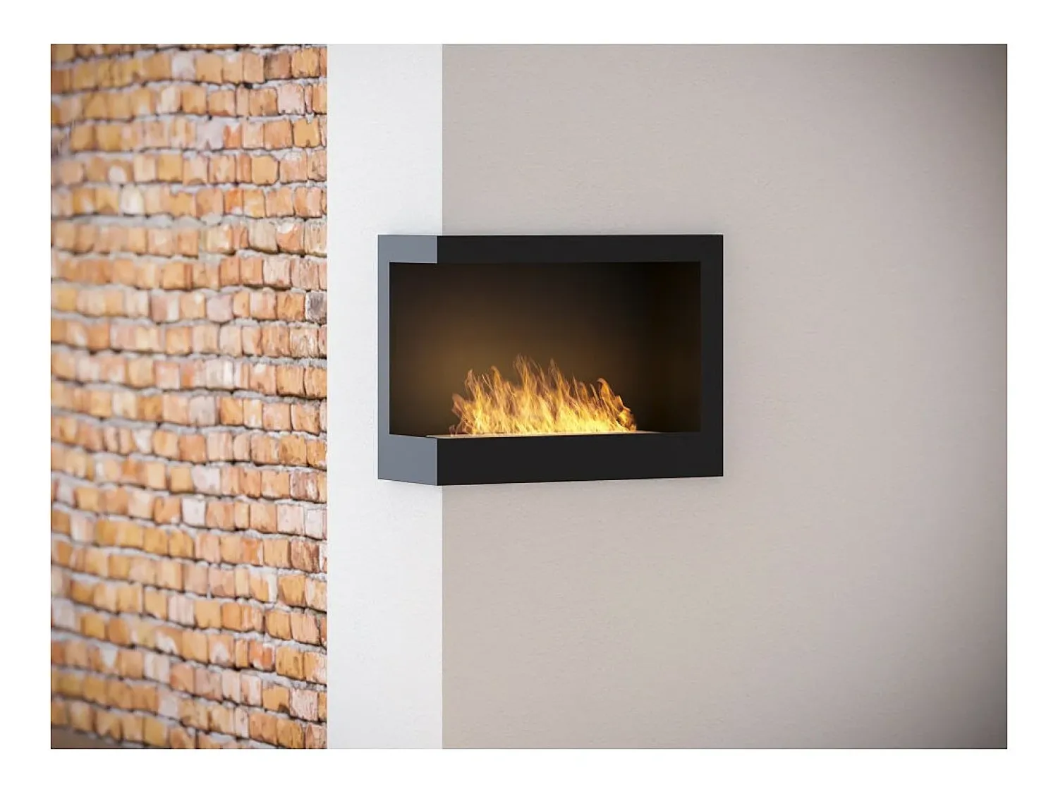 Lareira embutida a bioetanol Corner 600 Left SimpleFire com vidro^ Lareira