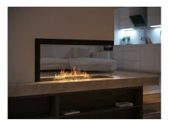 Lareira embutida a bioetanol design U1000.1 com vidro aberto em 3 lados, queimador de 0,7 litros^ Lareira