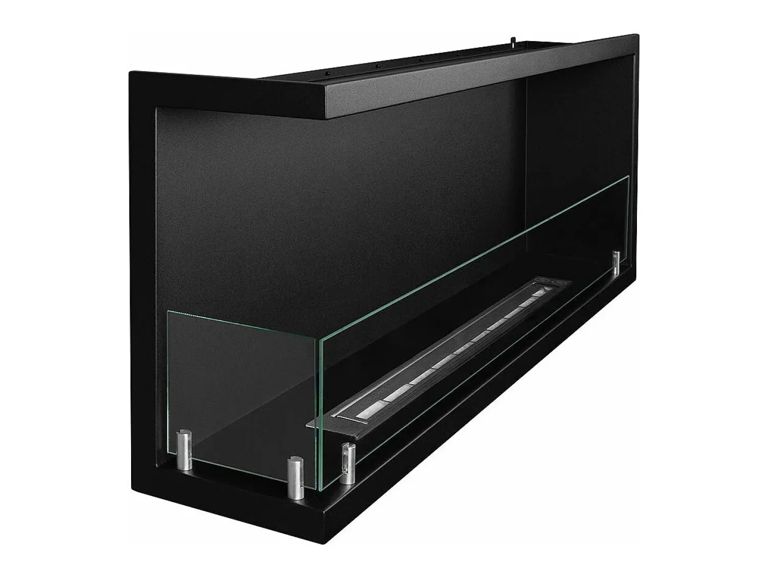 New Lareira embutida a bioetanol biofireplace de canto 120x45 SUTRI 120 SX Preto