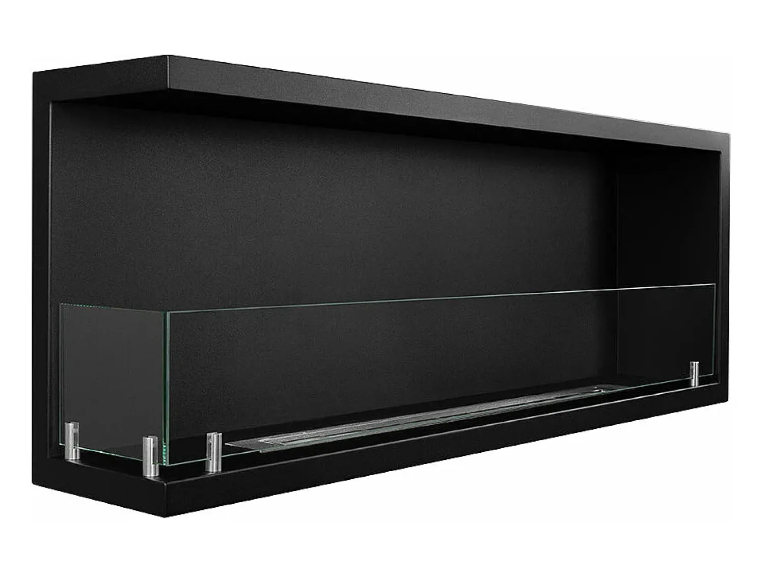 New Lareira embutida a bioetanol biofireplace de canto 120x45 SUTRI 120 SX Preto