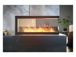 Lareira* Lareira embutida a bioetanol design U1200 com vidro aberto em 3 lados Queimador de 3 litros Preto