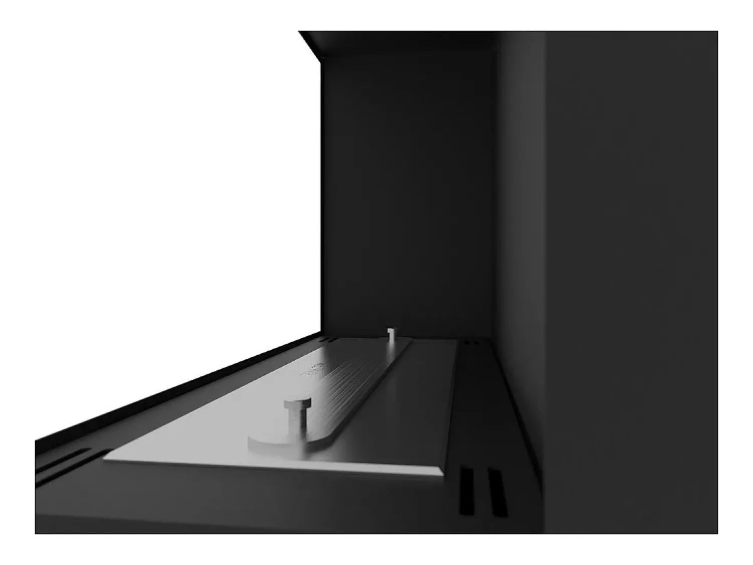 Lareira* Lareira embutida a bioetanol Corner 600 Right SimpleFire com vidro Preto