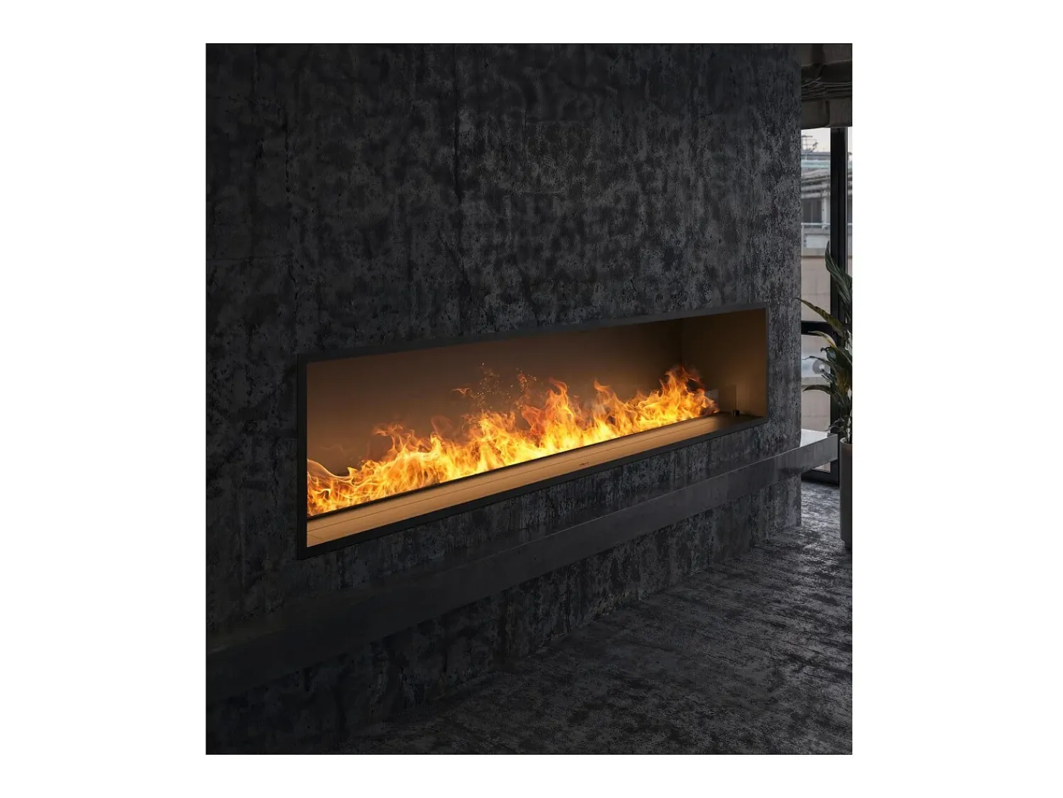 Lareira* Lareira embutida a vapor Invapo Inside 2200 - Chama multicolorida, efeito 3D e controle por aplicativo, tanque de 2,4 l - Recarga automática de 220 cm Preto