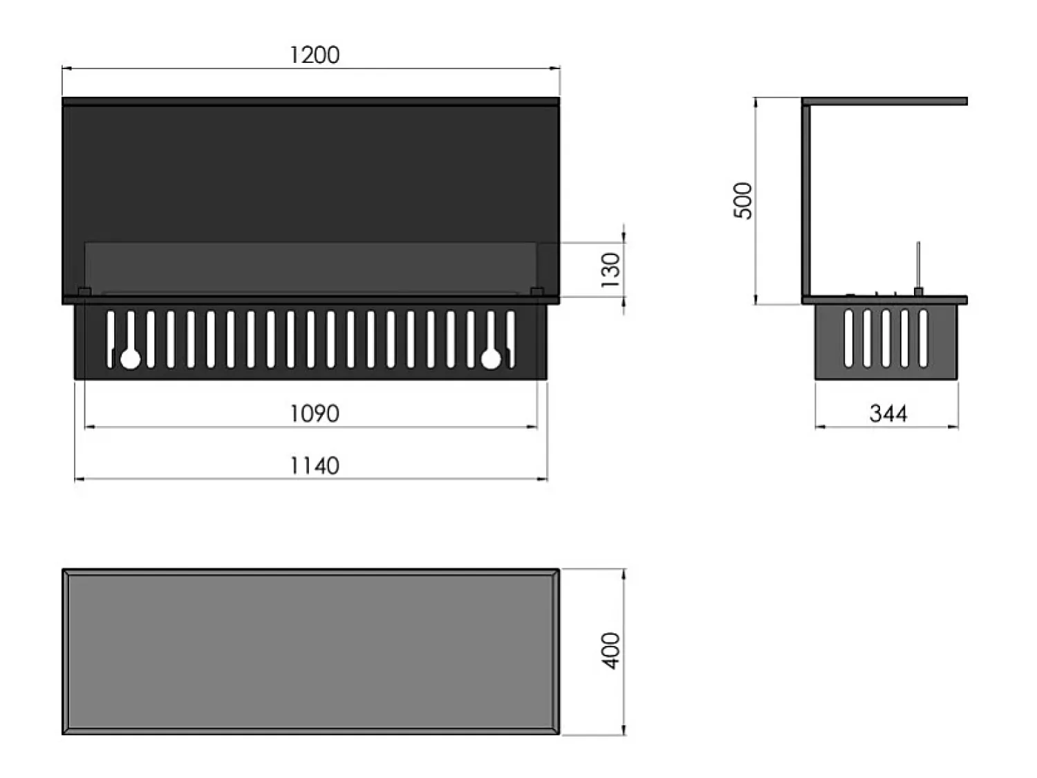 Lareira| Lareira embutida a vapor Inside C1200 com chama multicolorida, efeito 3D e controle por aplicativo, tanque de 2,4 l - recarga automática de 120 cm Preto