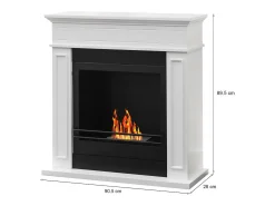 New Dmora Lareira Fuego a bioetanol, Lareira ecológica, Lareira sem fumo, Aquecedor a etanol, Fabricado em Itália, 91x28 h90 cm, Branco