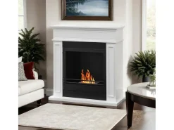 New Dmora Lareira Fuego a bioetanol, Lareira ecológica, Lareira sem fumo, Aquecedor a etanol, Fabricado em Itália, 91x28 h90 cm, Branco
