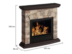 Lareira*Dmora Lareira géiser a bioetanol, Lareira ecológica, Lareira sem fumo, Aquecedor a etanol, Fabricado em Itália, 93x28 h85 cm, Bege