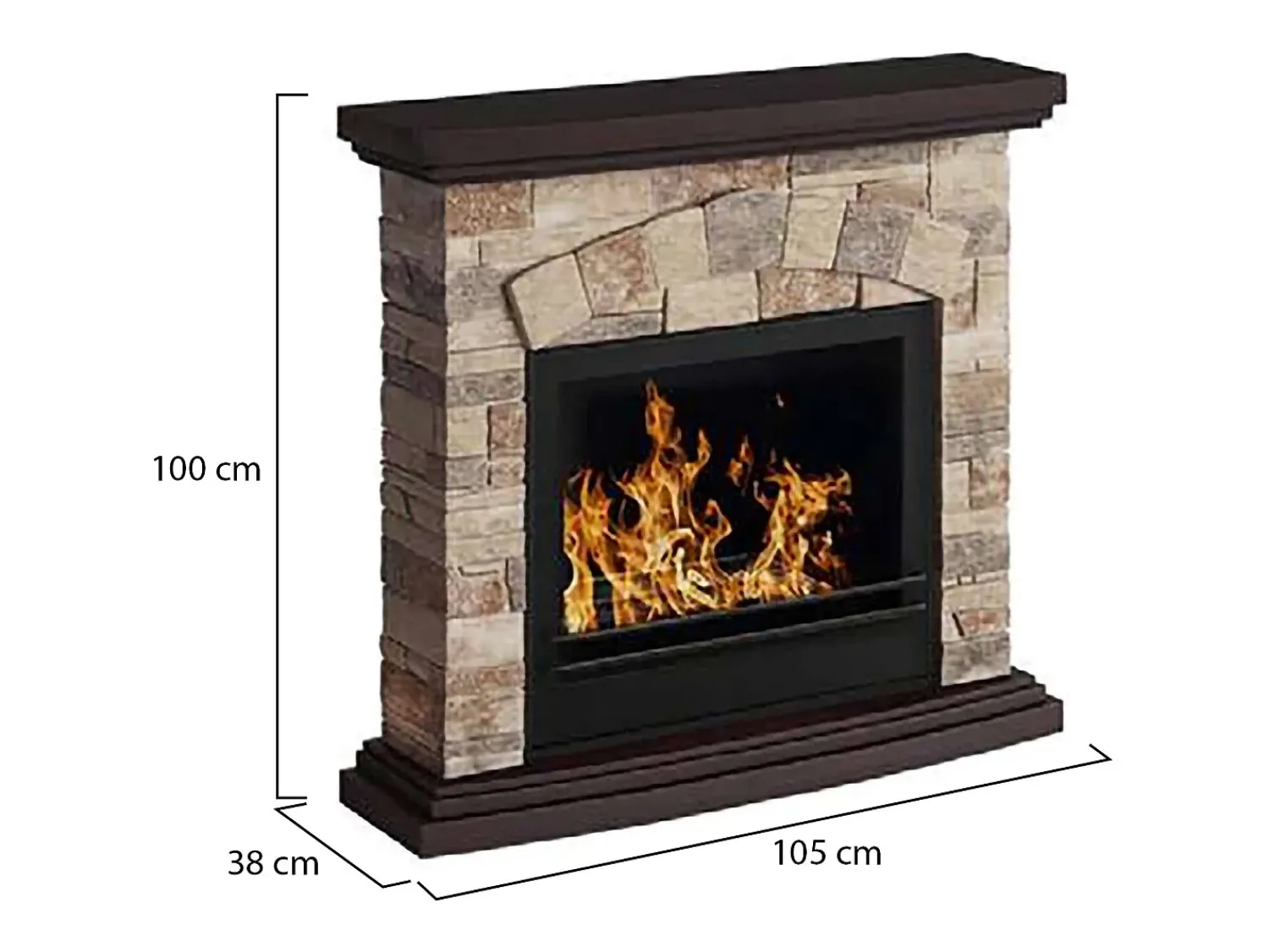 Lareira*Dmora Lareira géiser a bioetanol, Lareira ecológica, Lareira sem fumo, Aquecedor a etanol, Fabricado em Itália, 93x28 h85 cm, Bege