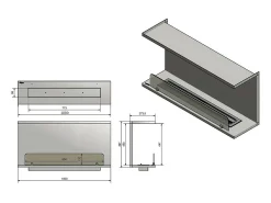 Clearance Lareira Integrada a Bioetanol Design C1000 V.2 com Vidro Aberto em 3 Faces e Queimador de 2 Litros Preto