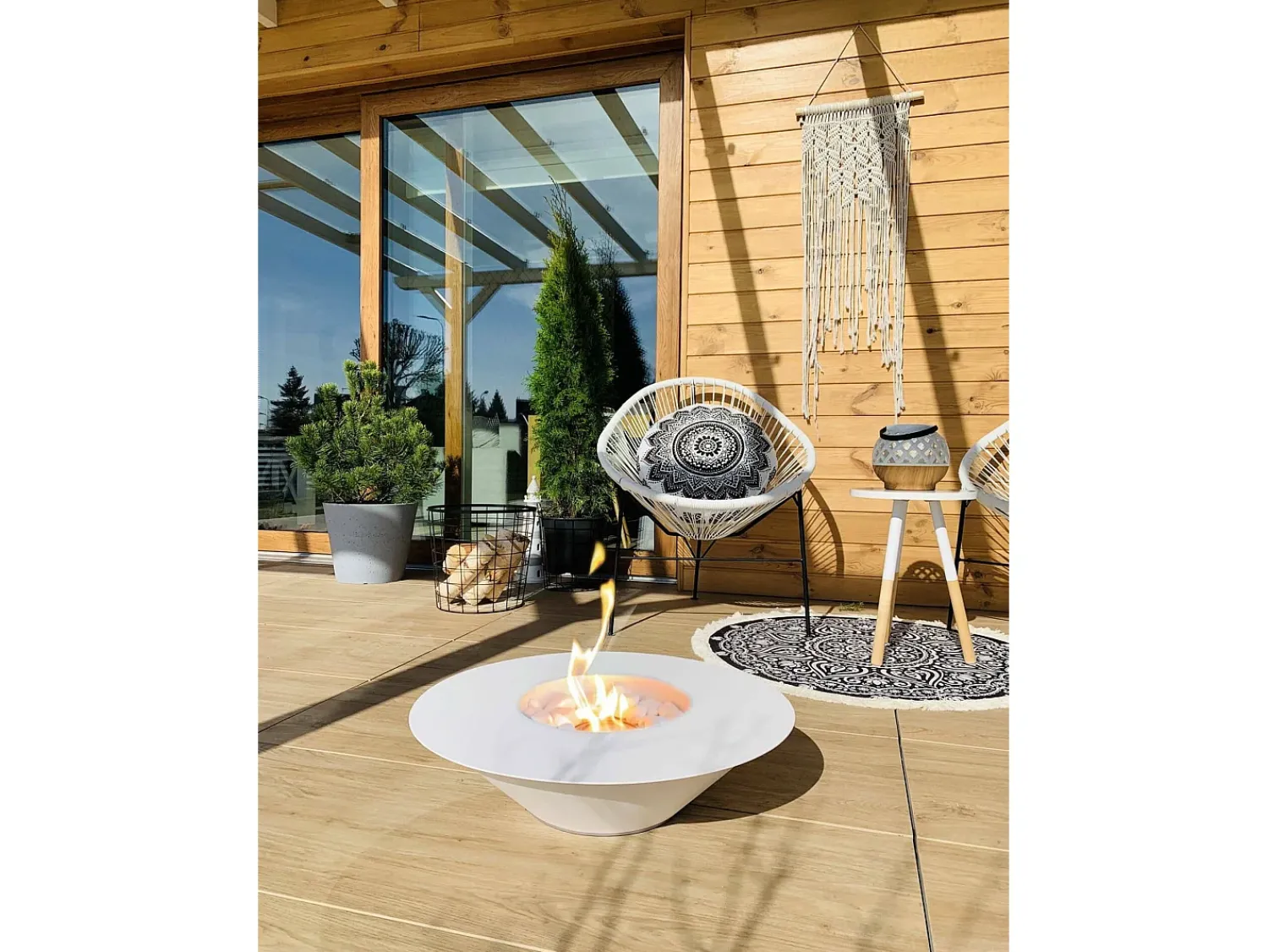 Lareira*Dmora Lareira Loa a bioetanol, Lareira ecológica, Lareira sem fumo, Aquecedor a etanol, Fabricado em Itália, 60x60 h15 cm, Branco