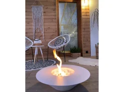 Lareira*Dmora Lareira Loa a bioetanol, Lareira ecológica, Lareira sem fumo, Aquecedor a etanol, Fabricado em Itália, 60x60 h15 cm, Branco