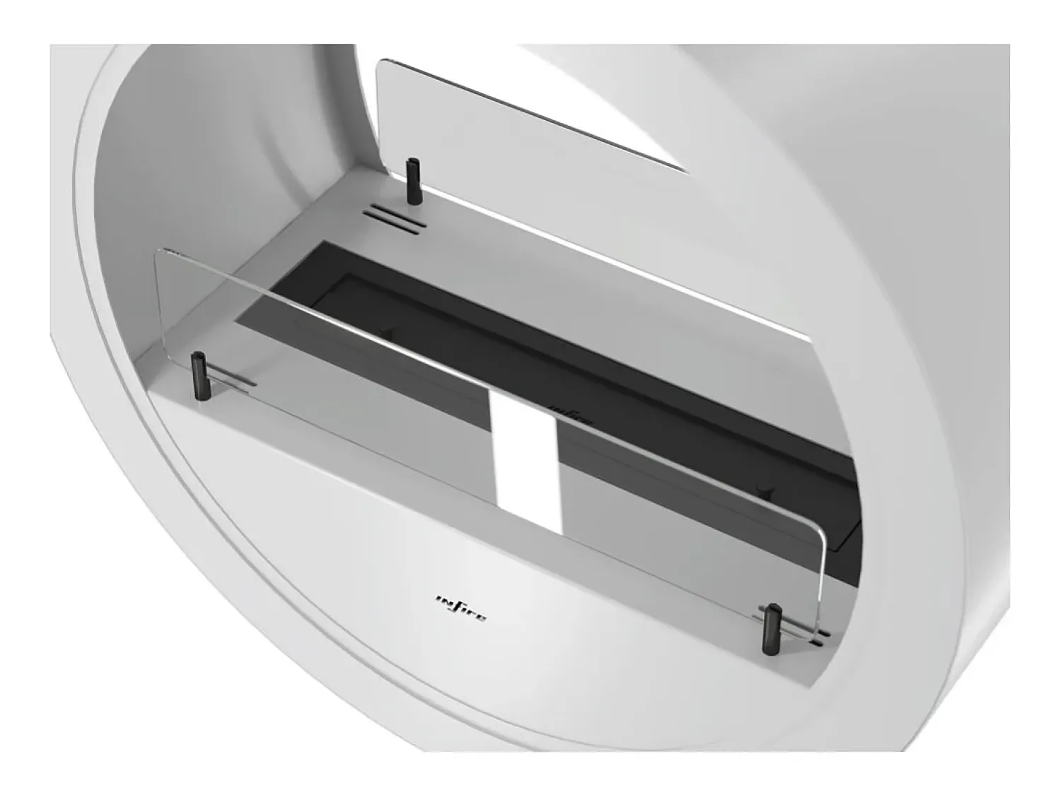 Lareira| Lareira suspensa a bioetanol Incyrcle Slim de 2 lados no teto - Biolareira de design redondo com fachada dupla aberta d.70cm branca Branco