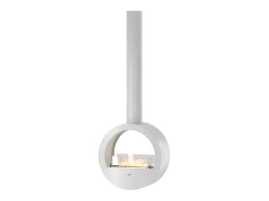 Lareira| Lareira suspensa a bioetanol Incyrcle Slim de 2 lados no teto - Biolareira de design redondo com fachada dupla aberta d.70cm branca Branco
