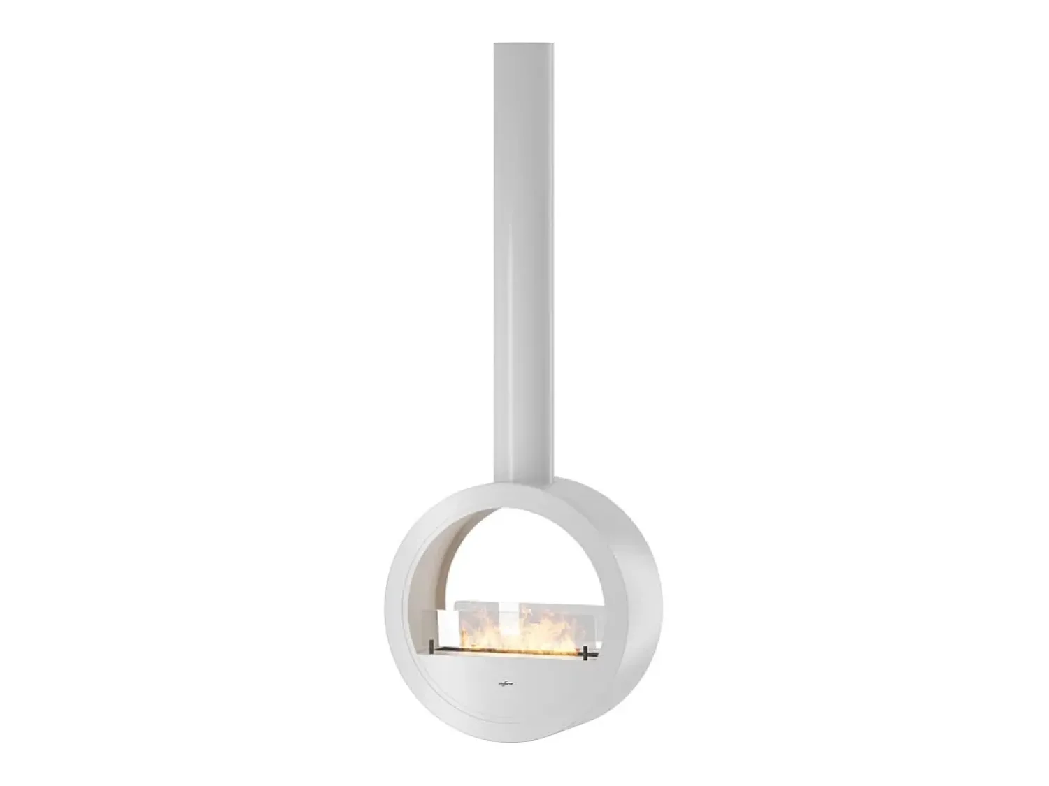 Lareira| Lareira suspensa a bioetanol Incyrcle Slim de 2 lados no teto - Biolareira de design redondo com fachada dupla aberta d.70cm branca Branco