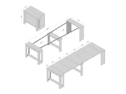 Consola| LAURA - Mesa de consola, 51,6 cm de profundidade / 3 m de comprimento - para 12 pessoas Natural escuro