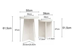 Mesa De Apoio*Dorel Home Liam | Mesa de apoio Conjunto de 2 em Gesso Creme Branco