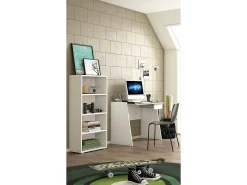 Hot Dmora Libreria Giacinto, Biblioteca a 3 ripiani regolabili, Scaffale per libri, Mobile da parete con ripiani, 100% Made in Italy, 60x30h130 cm, Bianco e Rovere Branco