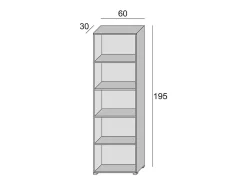 Biblioteca|Dmora Libreria Girasole, Biblioteca a 4 ripiani regolabili, Scaffale per libri, Mobile da parete con ripiani, 100% Made in Italy, 60x30h195 cm, Bianco e Cemento Branco