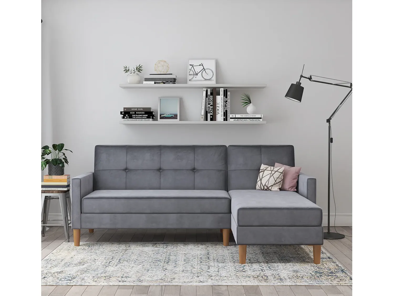 Sofá*Loft24 Lilly | Sofá-cama com arrumação Cinza antracite