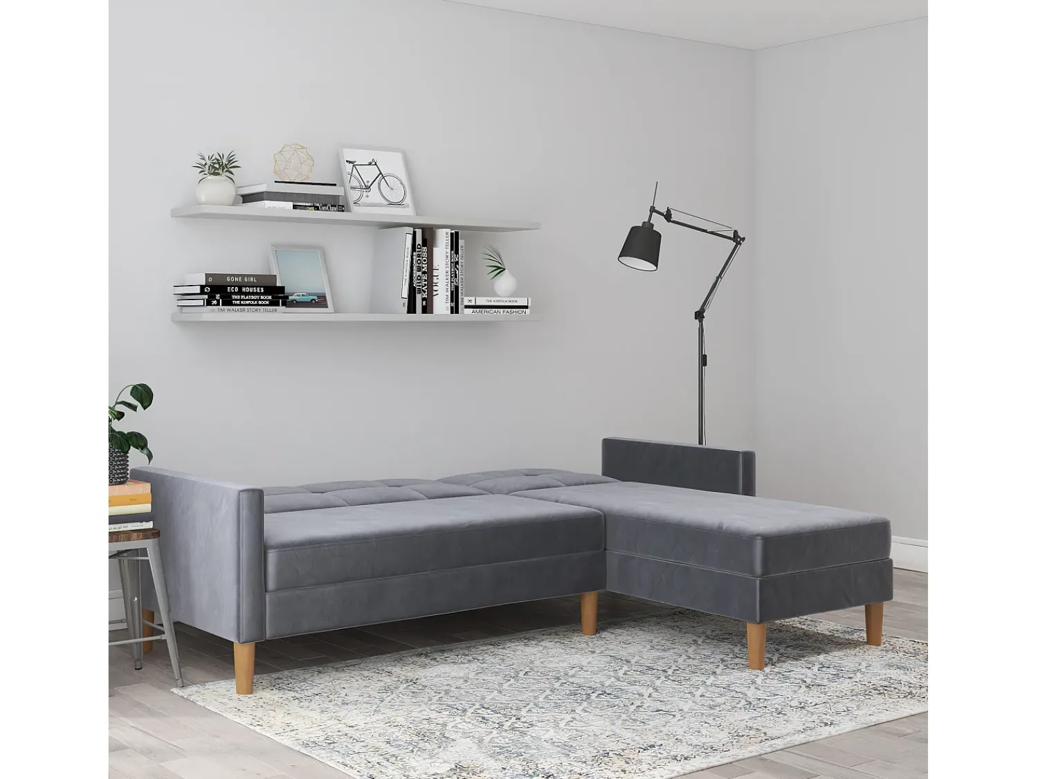 Sofá*Loft24 Lilly | Sofá-cama com arrumação Cinza antracite