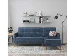 Discount Loft24 Lilly | Sofá-cama com arrumação Azul