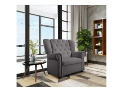 Loft24 Lillyse | Cadeira de balanço com função giratória em veludo cinza Cinzento