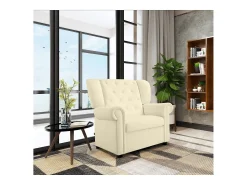 Loft24 Lillyse | Cadeira de balanço com função giratória em veludo creme^ Poltrona