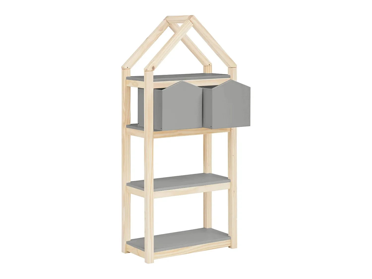 Discount Loft24 Linha Square | Estante 2 Cestos Nature Cinzento