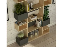 Prateleira|Dmora Livraria Dpiron, Estante de escritório, Estante de livros, Biblioteca, 120x20h171 cm, Carvalho e Antracite Castanho