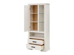Vitrina*Loft24 Loki | Vitrina com 1 Porta e 2 Gavetas em Pinho Branco