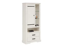 Vitrina*Loft24 Loki | Vitrina com 1 Porta e 2 Gavetas em Pinho Branco