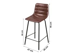 Banco|Meublorama Lot de 2 tabourets de bar avec dossier effet cuir acajou collection NETS - Style industriel Castanho