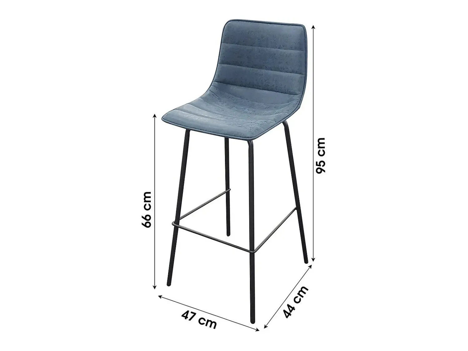 Meublorama Lot de 2 tabourets de bar avec dossier effet cuir bleu denim collection NETS - Style industriel^ Banco