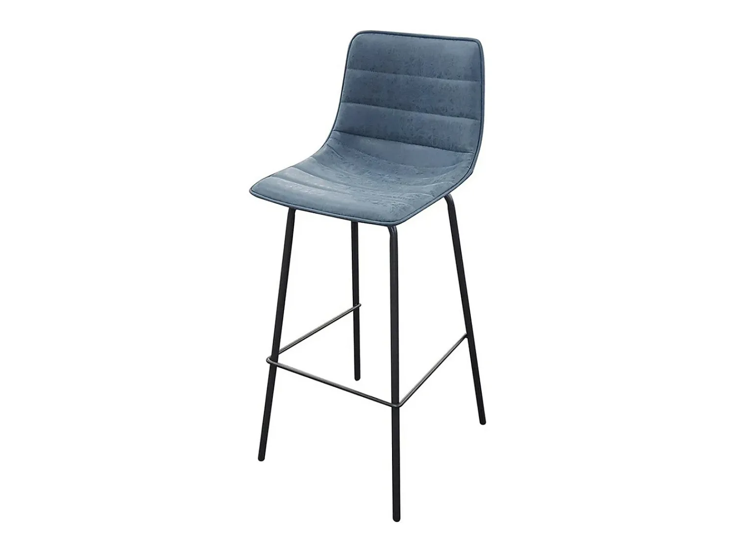Meublorama Lot de 2 tabourets de bar avec dossier effet cuir bleu denim collection NETS - Style industriel^ Banco