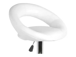 Banco*Meublorama Lot de 2 tabourets de bar réglables en hauteur 77-97 cm – Assise simili cuir PU blanc, pied en métal gris, diamètre 40 cm Branco