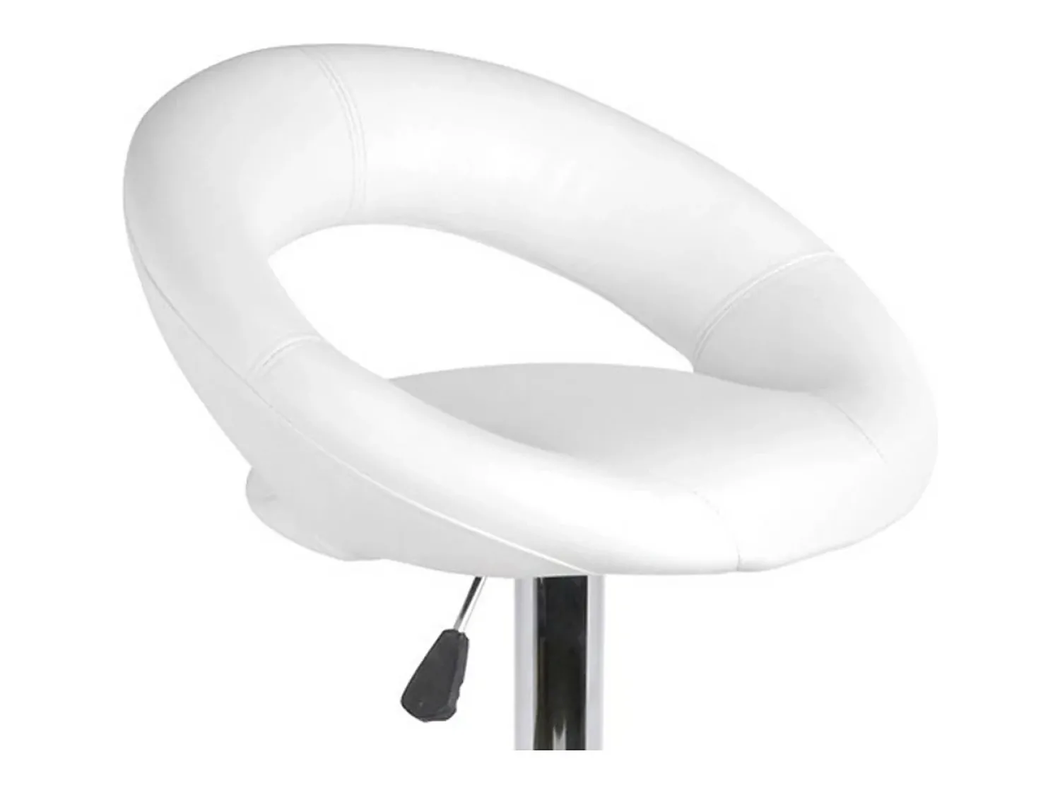 Banco*Meublorama Lot de 2 tabourets de bar réglables en hauteur 77-97 cm – Assise simili cuir PU blanc, pied en métal gris, diamètre 40 cm Branco