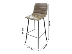Meublorama Lot de 2 tabourets de bar avec dossier effet cuir tilleul collection NETS - Style industriel^ Banco