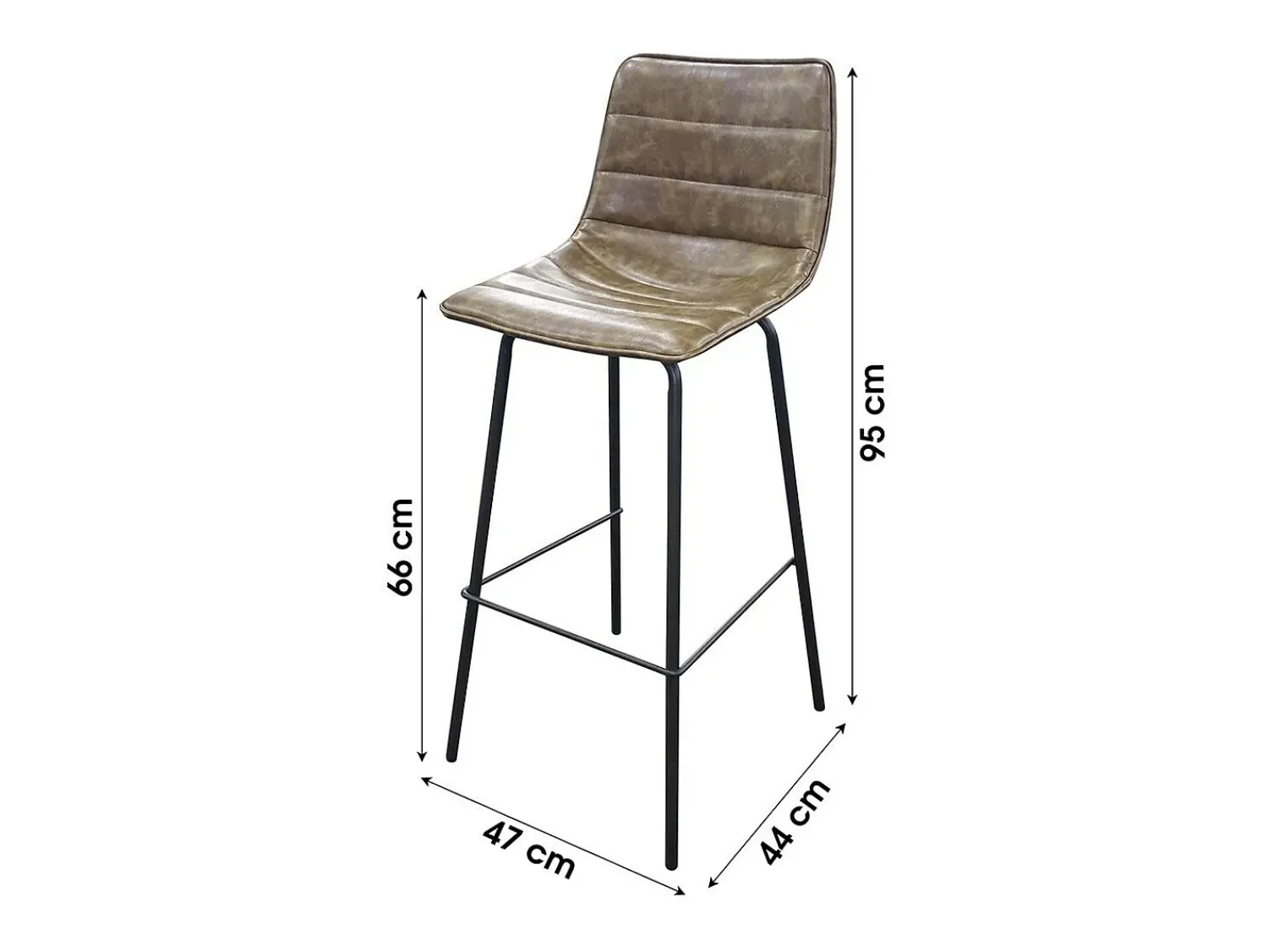 Meublorama Lot de 2 tabourets de bar avec dossier effet cuir tilleul collection NETS - Style industriel^ Banco
