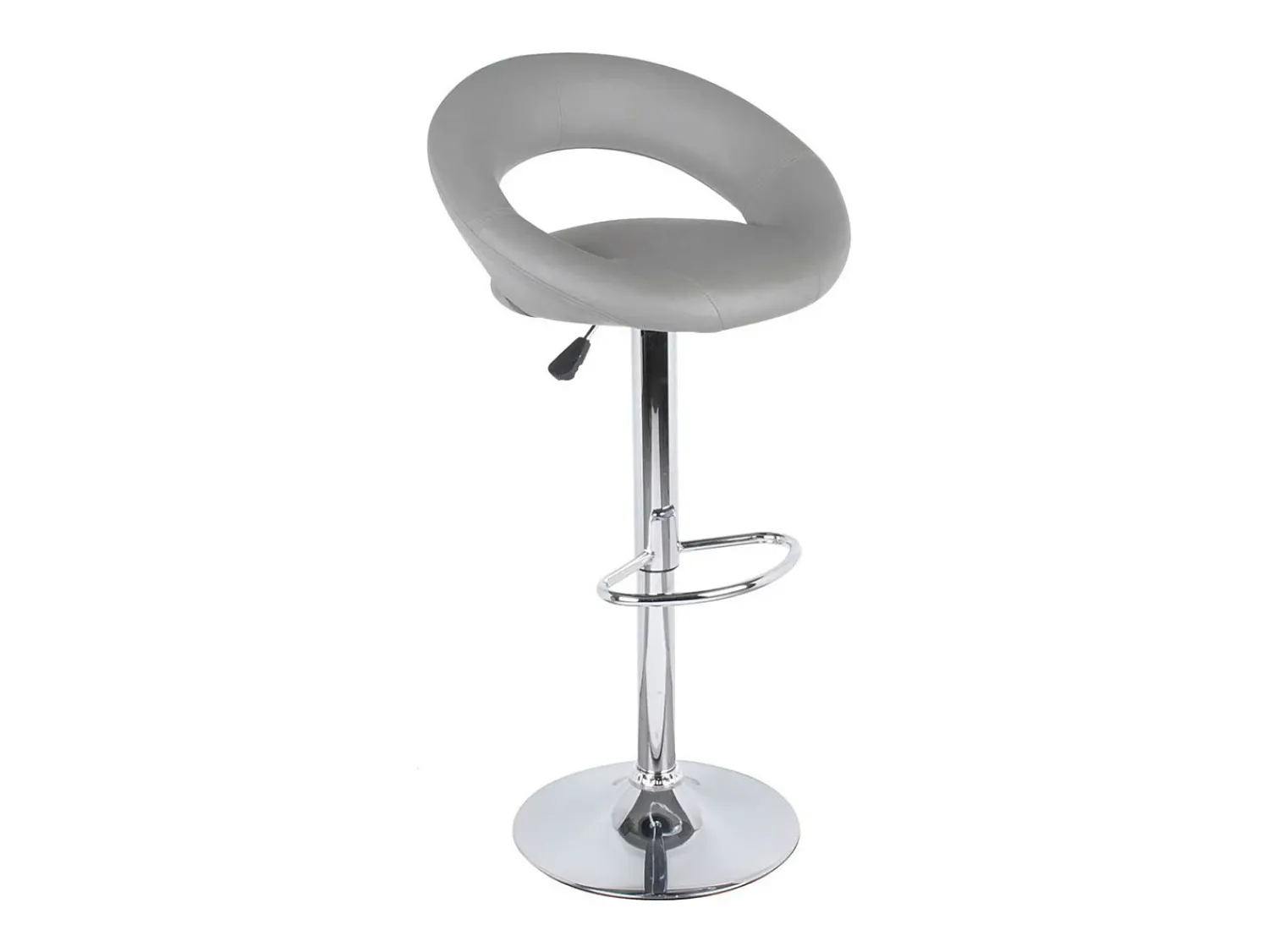 Banco|Meublorama Lot de 2 tabourets de bar réglables en hauteur 77-97 cm – Assise simili cuir PU gris, pied en métal gris, diamètre 40 cm Cinzento
