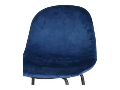 Banco|Meublorama Lot de 4 tabourets de bar avec dossier en velours bleu et structure en métal collection LALY - Style industriel Azul