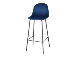 Banco|Meublorama Lot de 4 tabourets de bar avec dossier en velours bleu et structure en métal collection LALY - Style industriel Azul