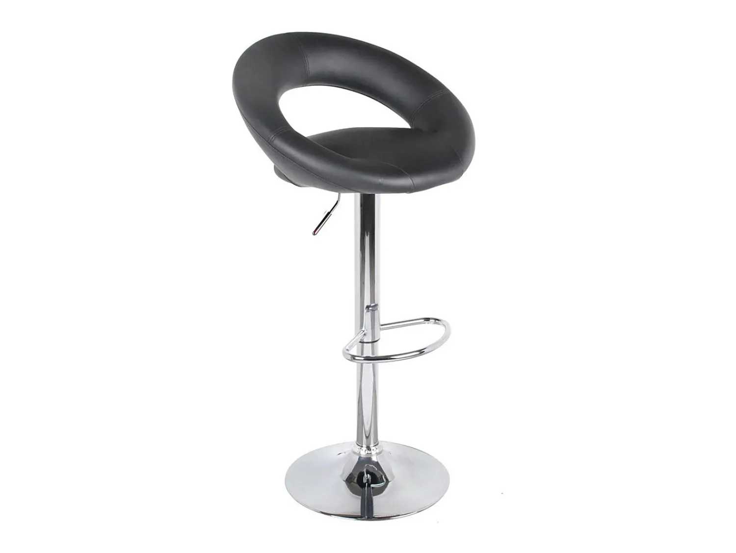 Banco*Meublorama Lot de 2 tabourets de bar réglables en hauteur 77-97 cm – Assise simili cuir PU noir, pied en métal gris, diamètre 40 cm Preto